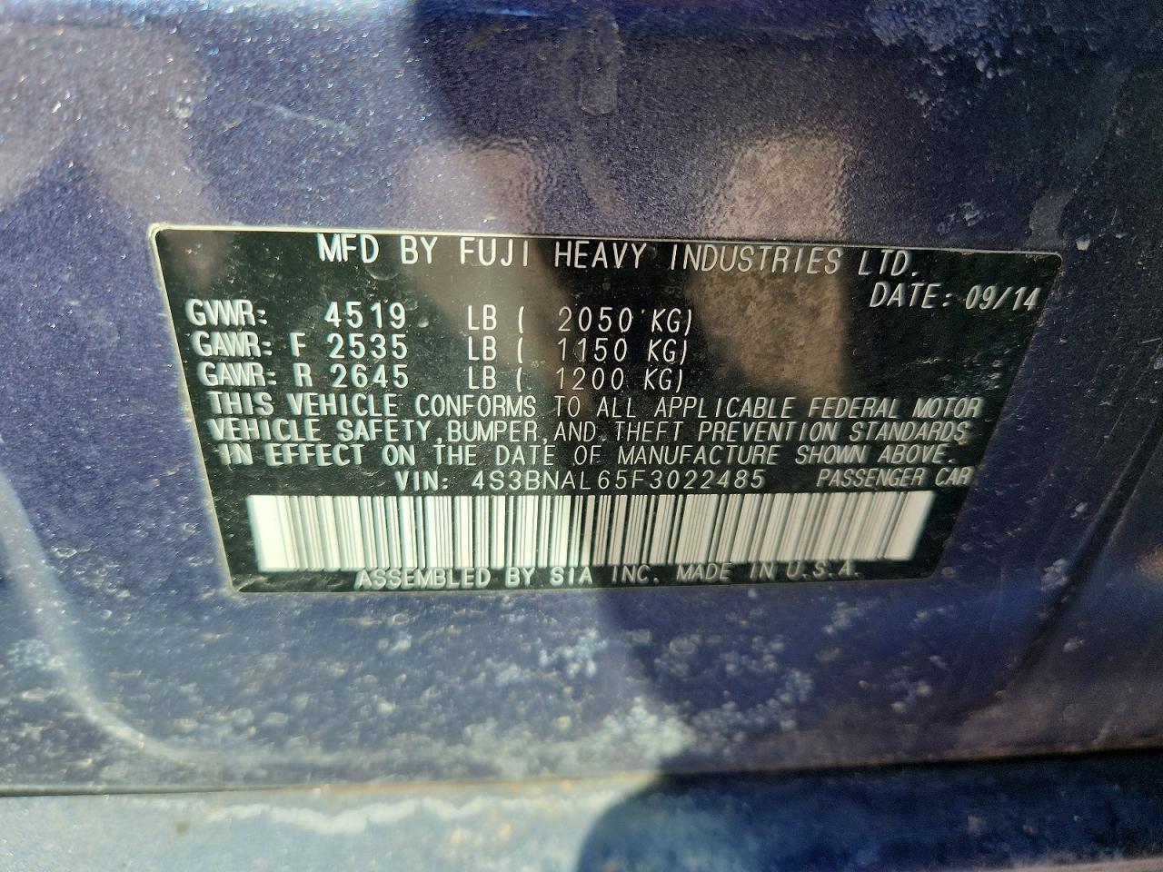 2015 SUBARU LEGACY