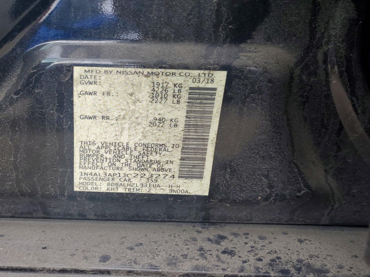 2018 NISSAN ALTIMA