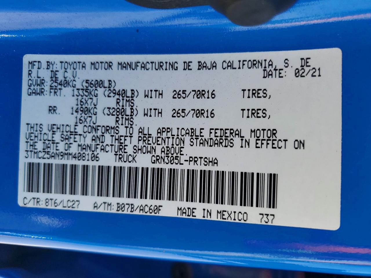 2021 TOYOTA TACOMA