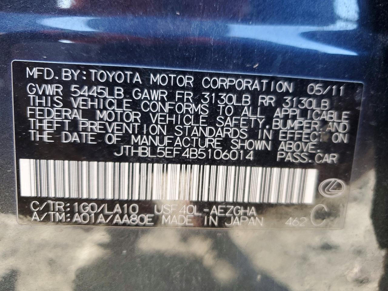 2011 LEXUS LS 460 BAS