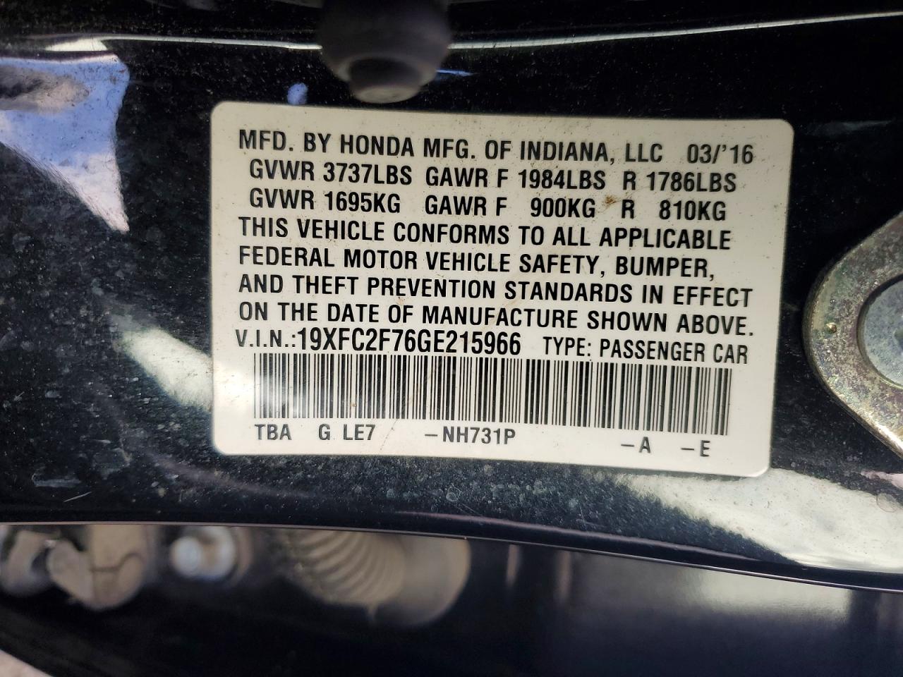 2016 HONDA CIVIC
