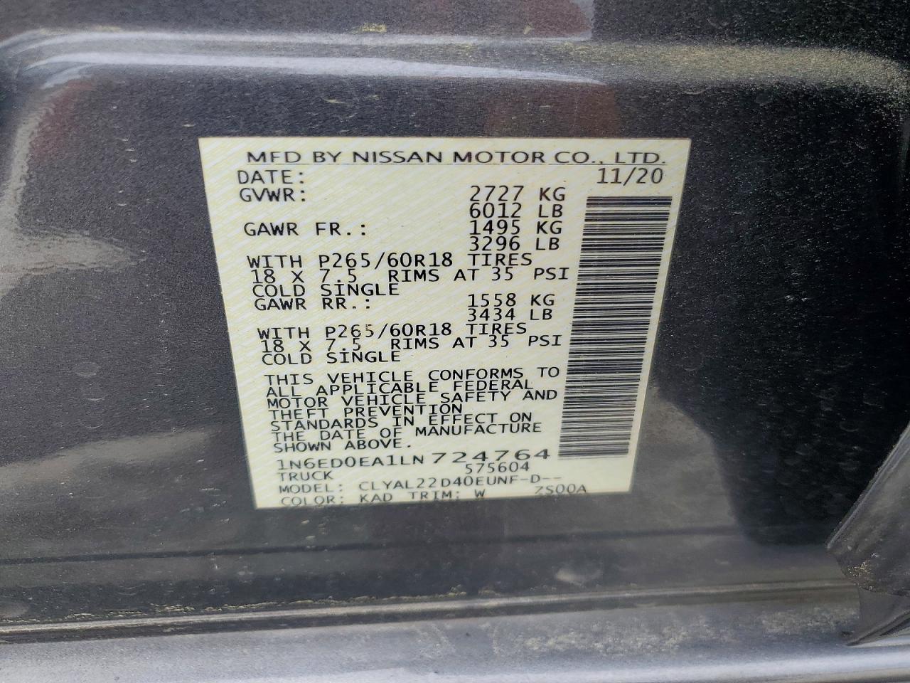 2020 NISSAN FRONTIER