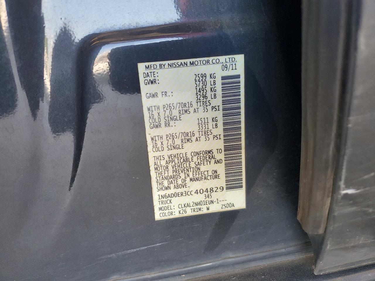 2012 NISSAN FRONTIER