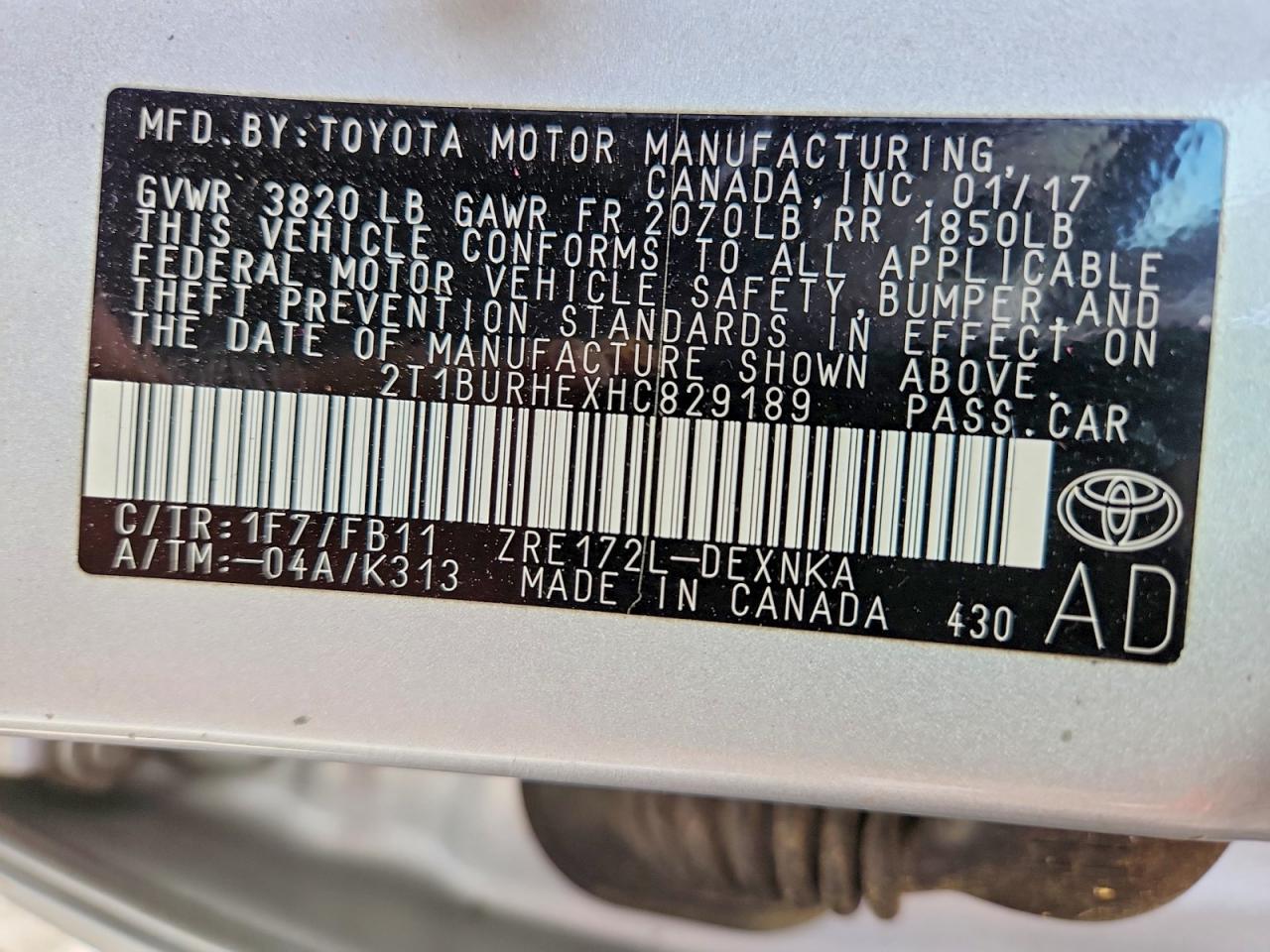 2017 TOYOTA COROLLA
