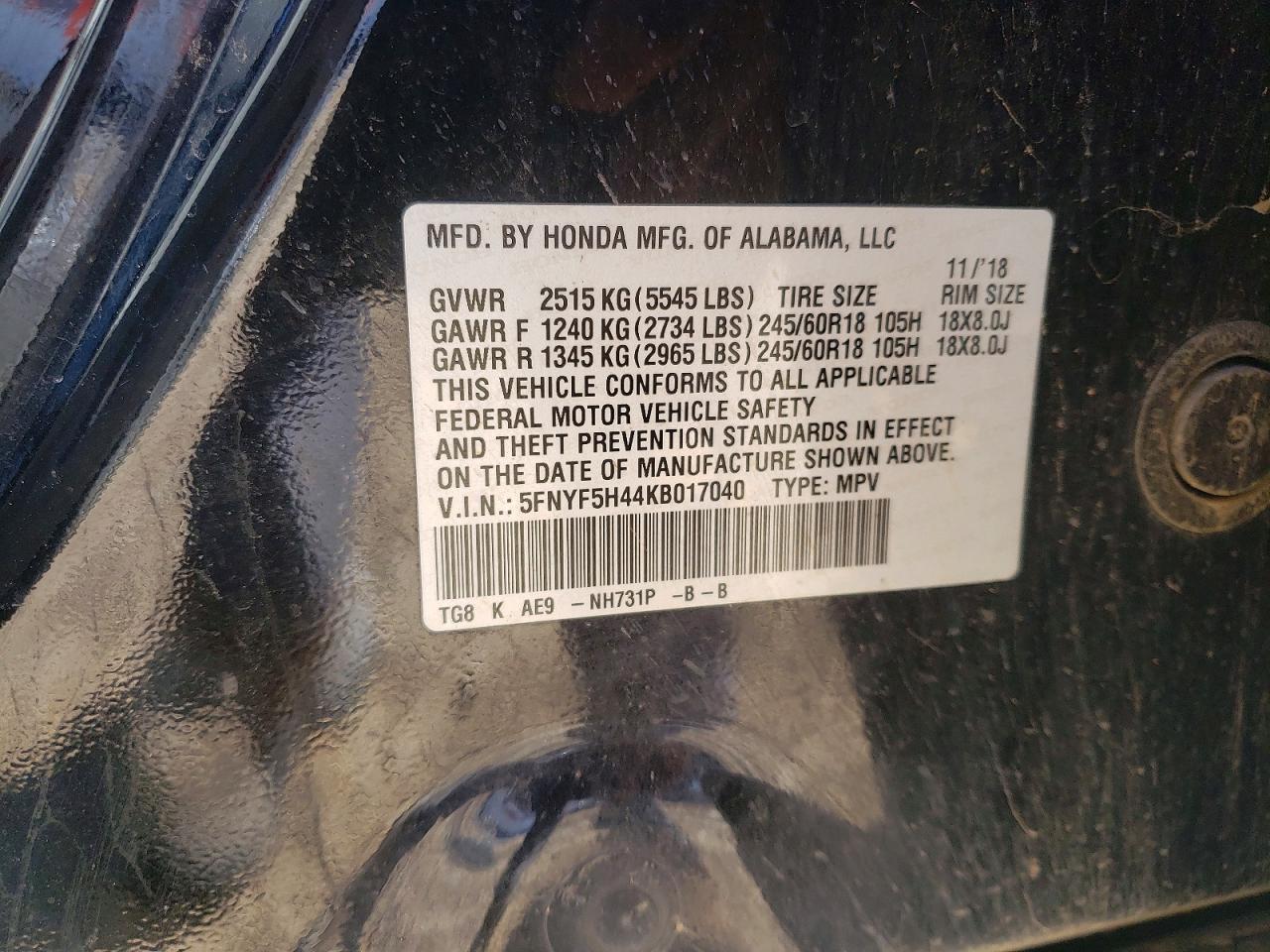 2019 HONDA PILOT