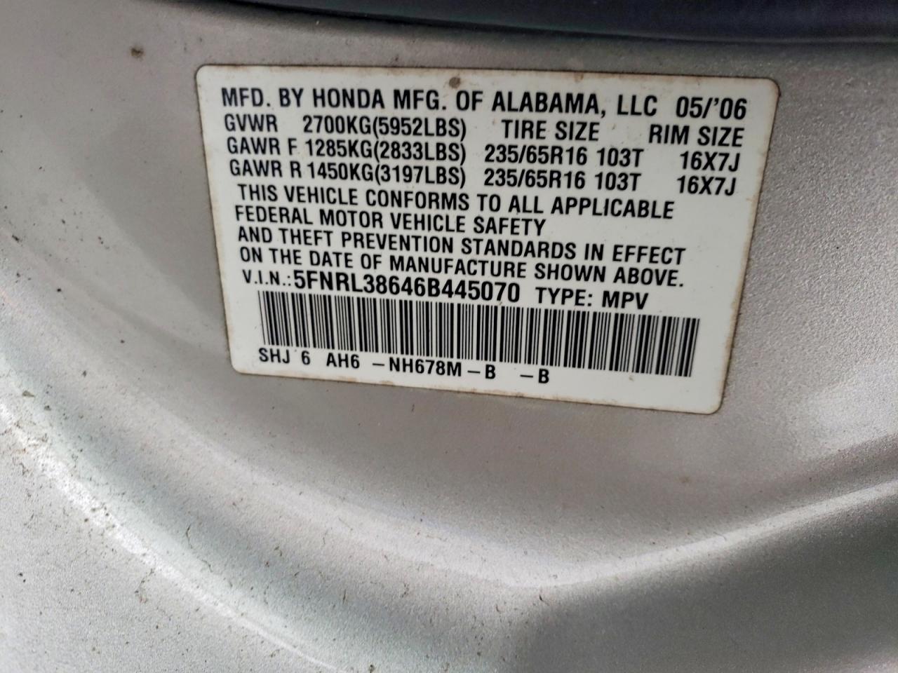 2006 HONDA ODYSSEY