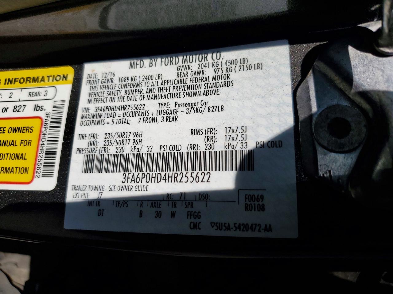 2017 FORD FUSION