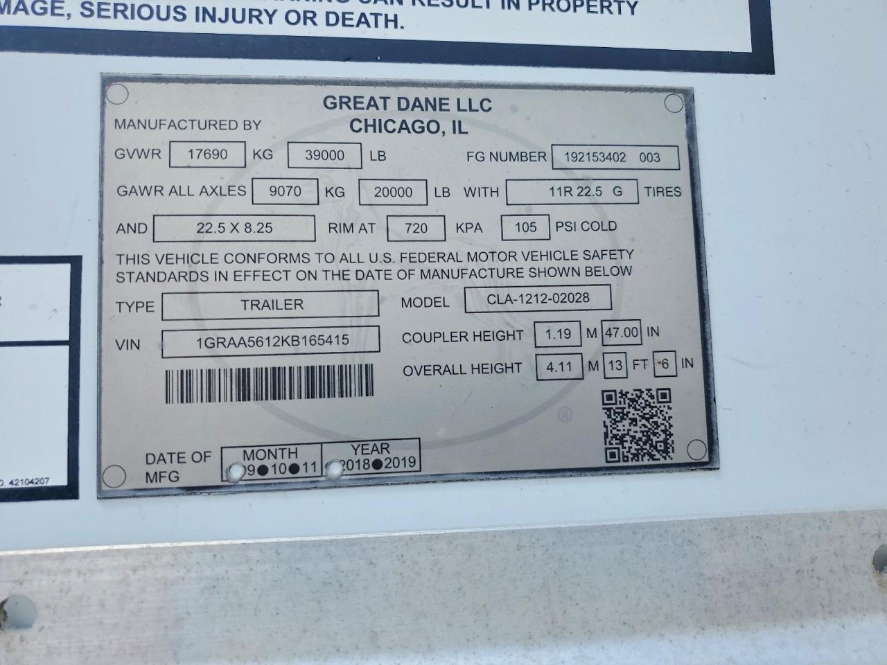 2019 GREAT DANE TRAILERS GREAT DANE