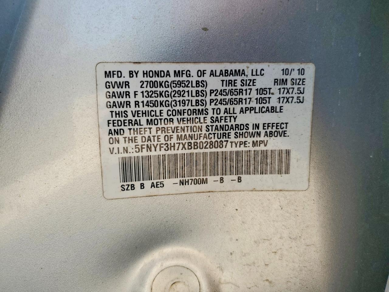 2011 HONDA PILOT