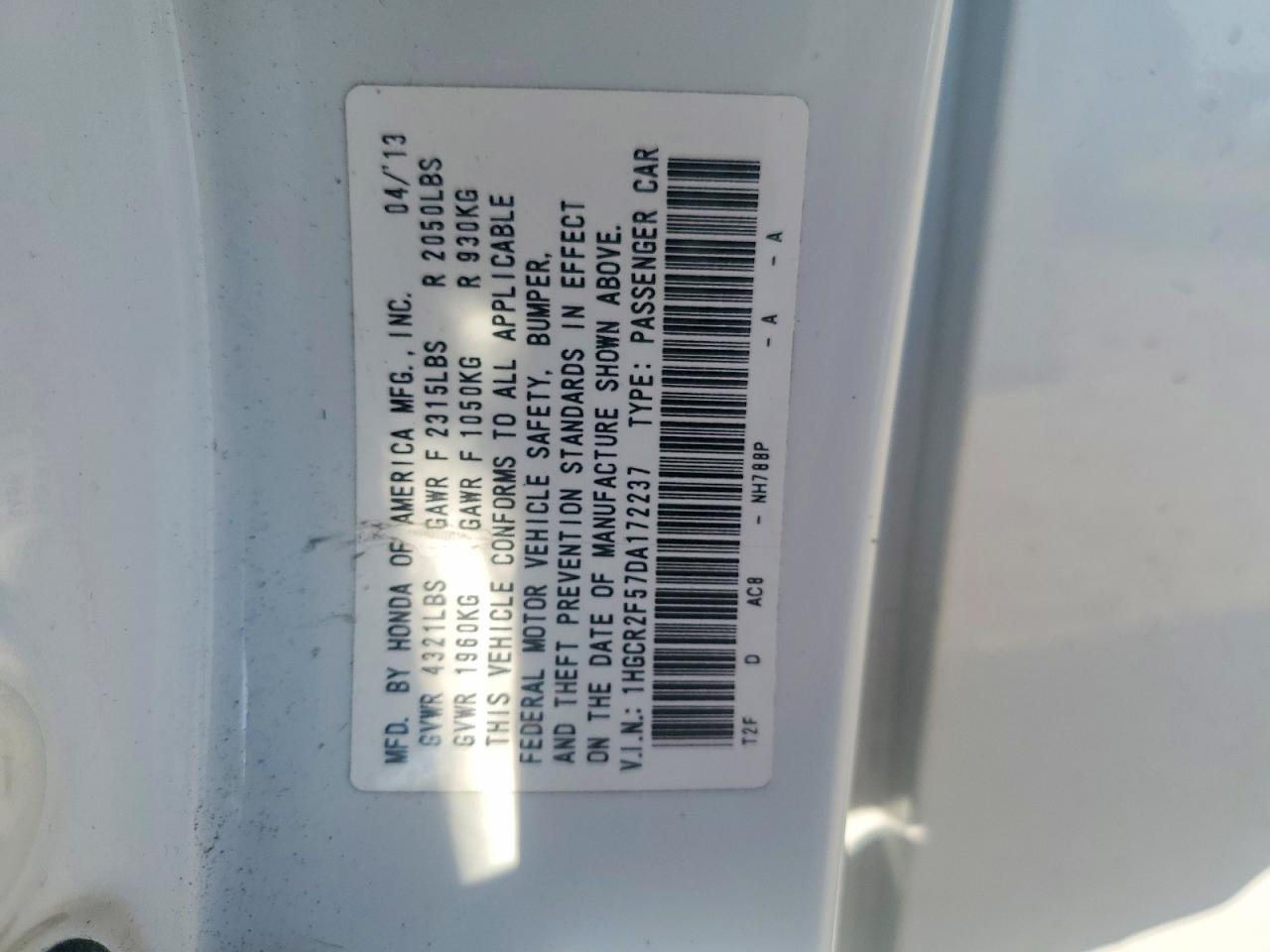 2013 HONDA ACCORD