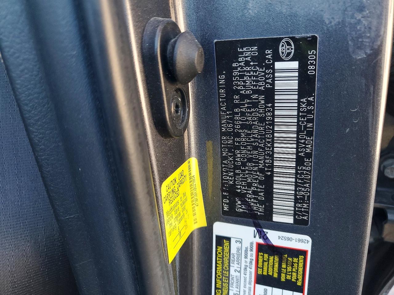 2011 TOYOTA CAMRY