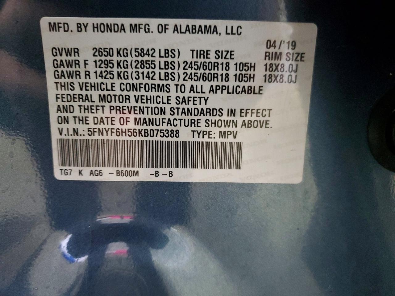 2019 HONDA PILOT