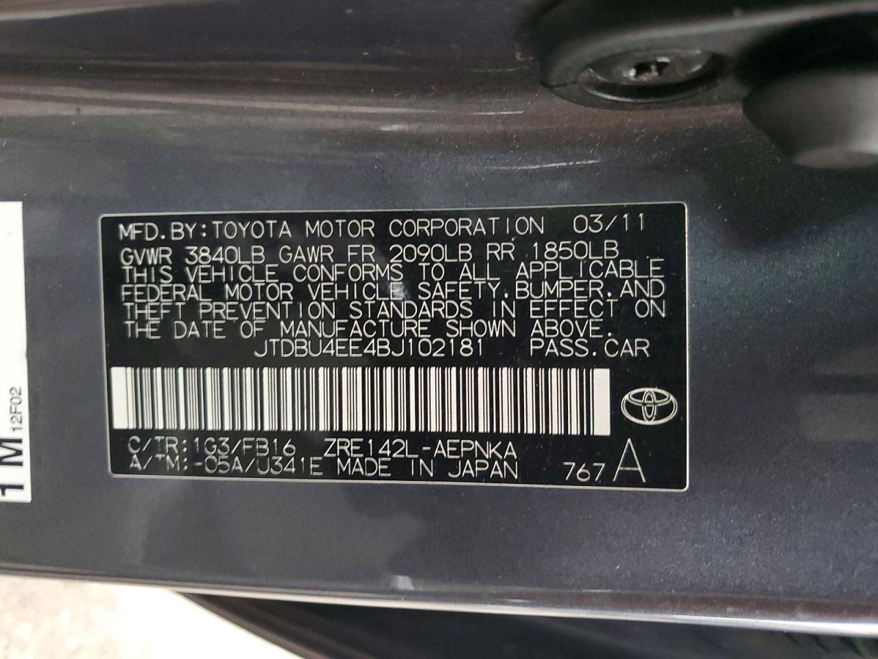 2011 TOYOTA COROLLA