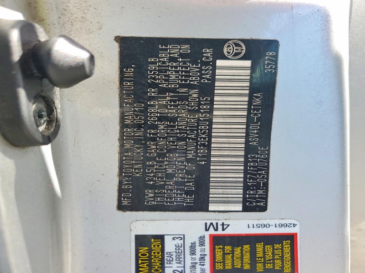 2011 TOYOTA CAMRY