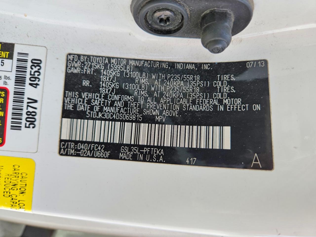 2013 TOYOTA SIENNA