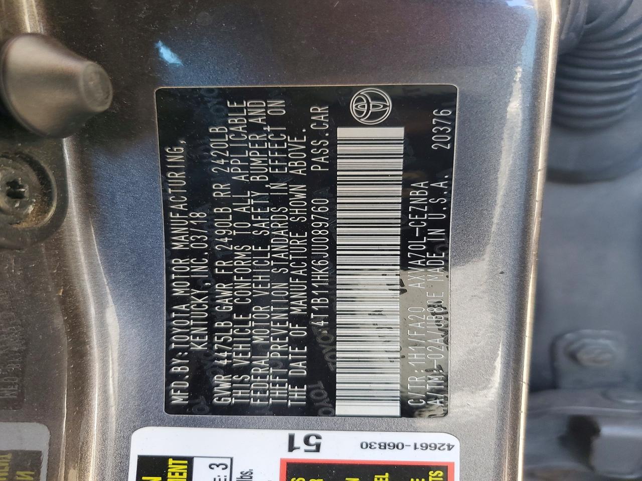 2018 TOYOTA CAMRY