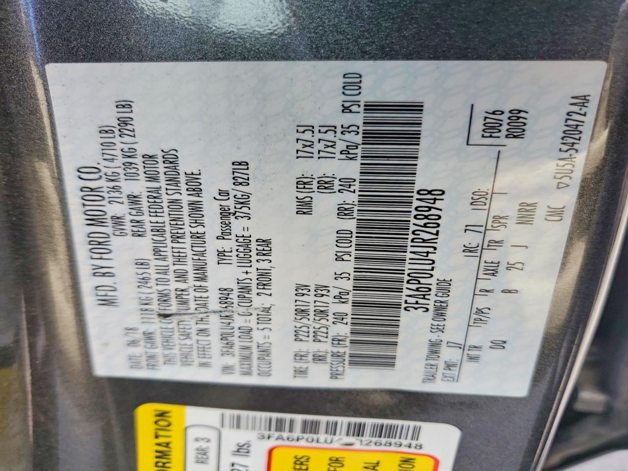 2018 FORD FUSION