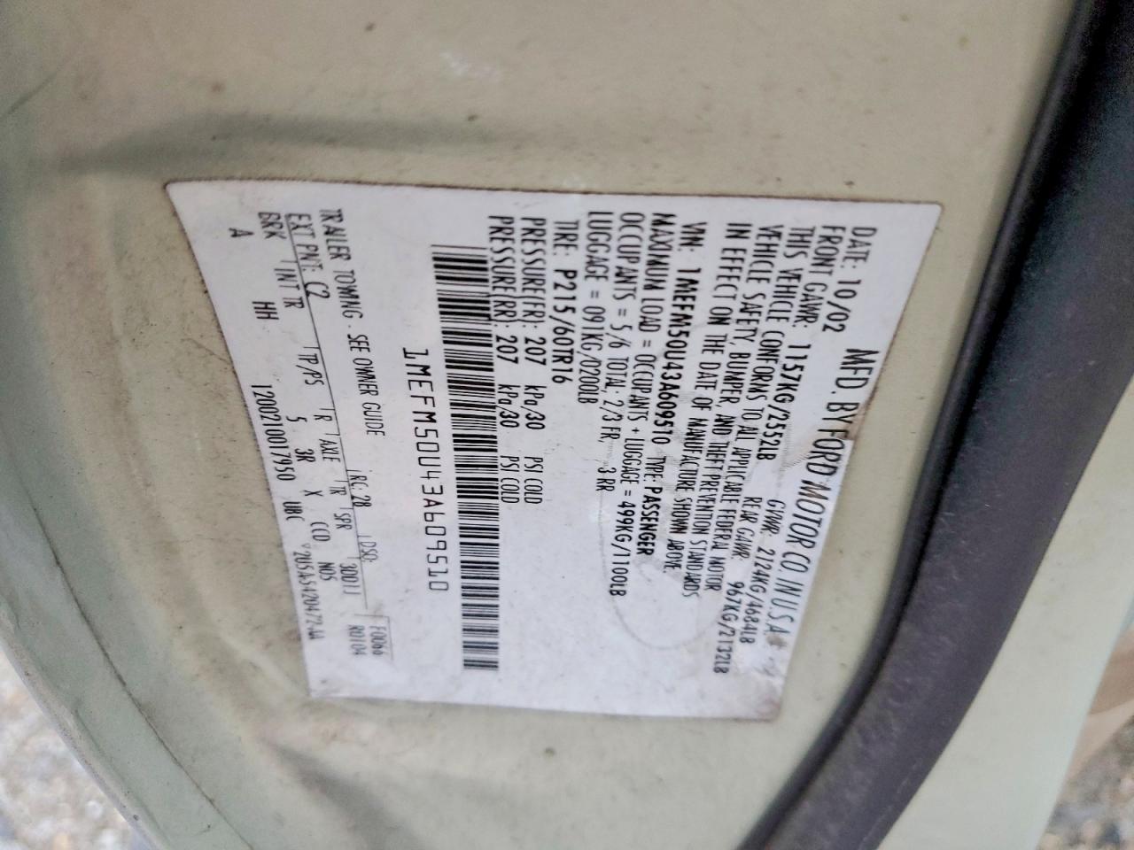 2003 MERCURY SABLE