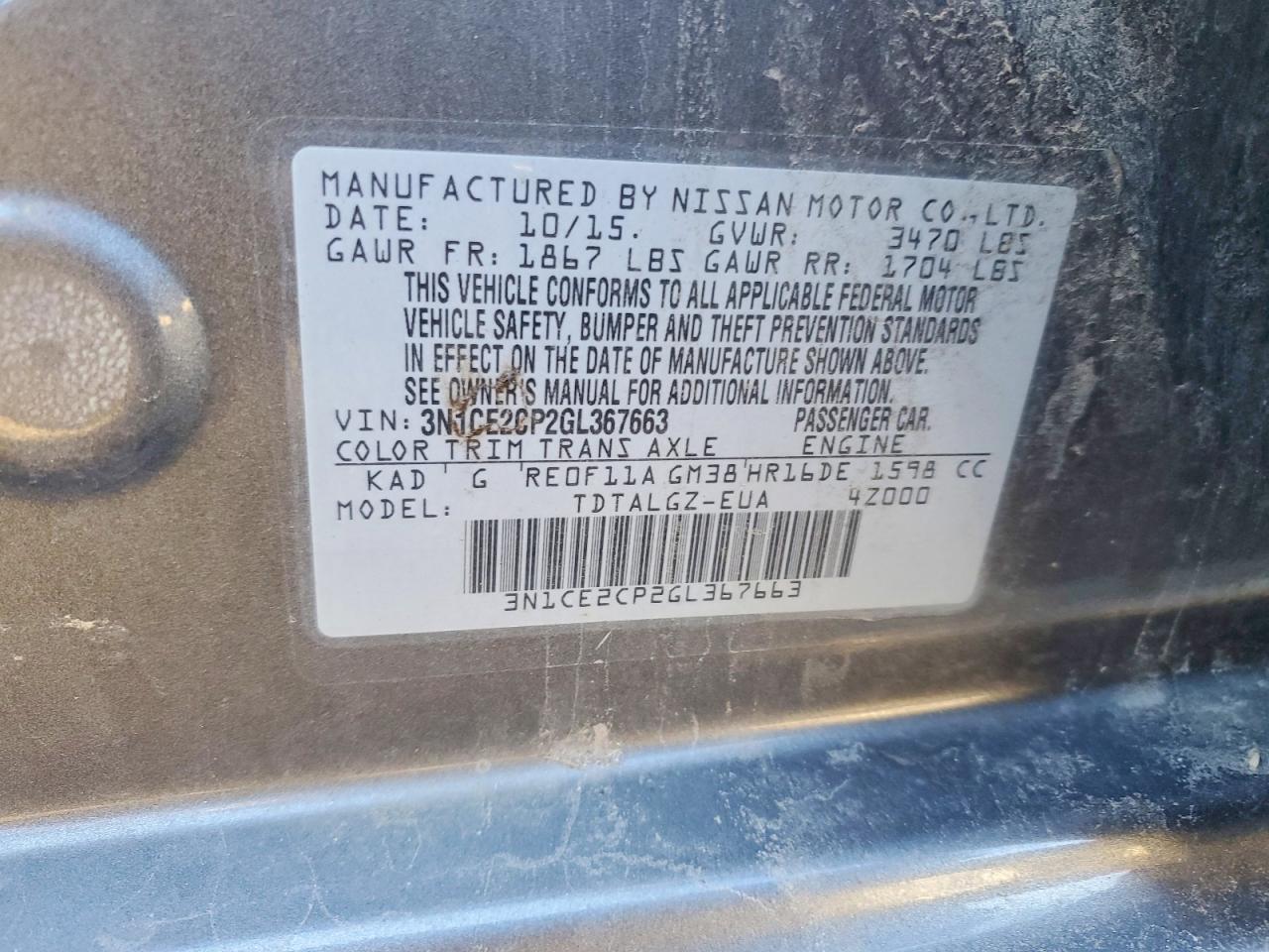 2016 NISSAN VERSA
