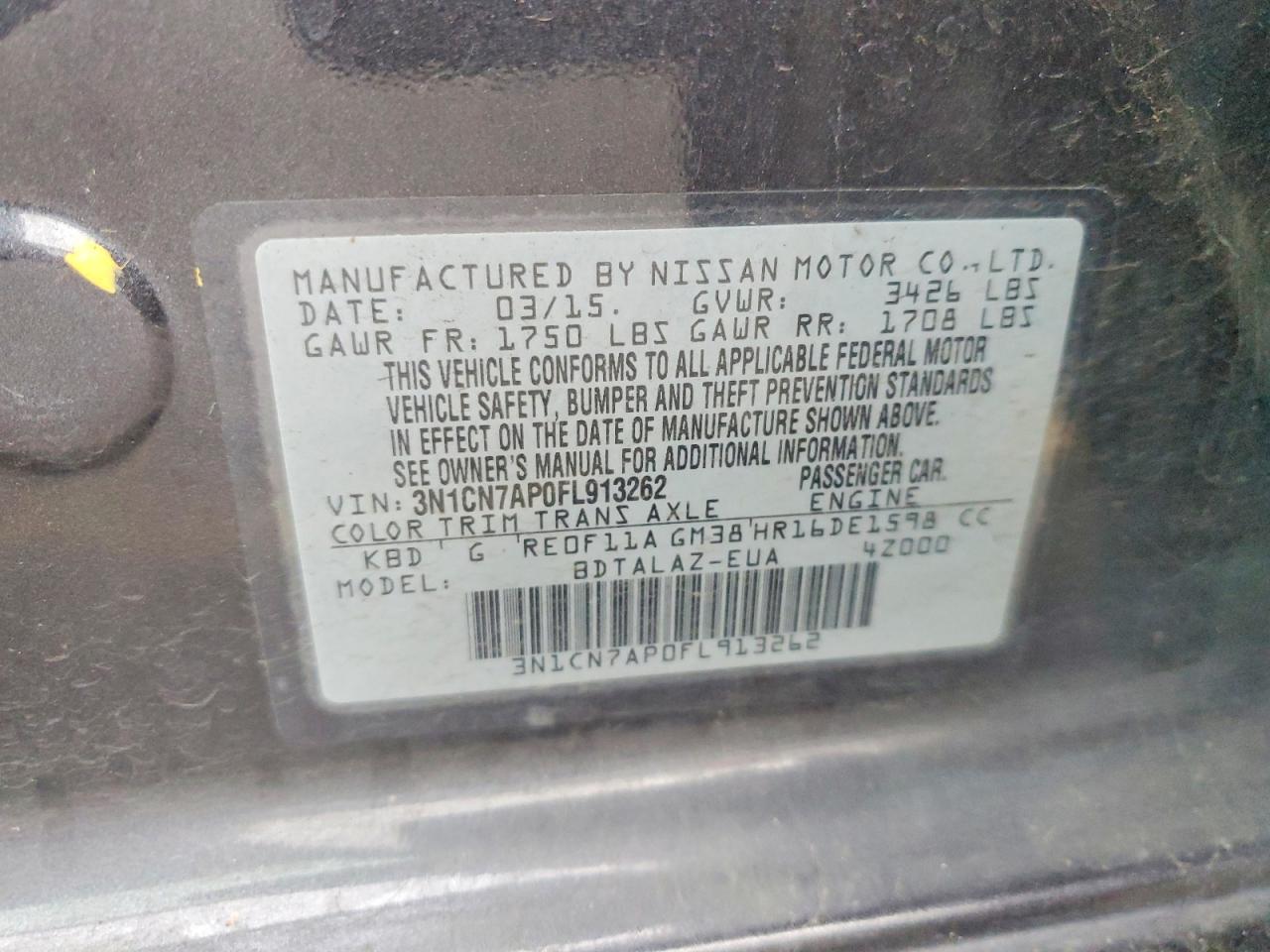 2015 NISSAN VERSA