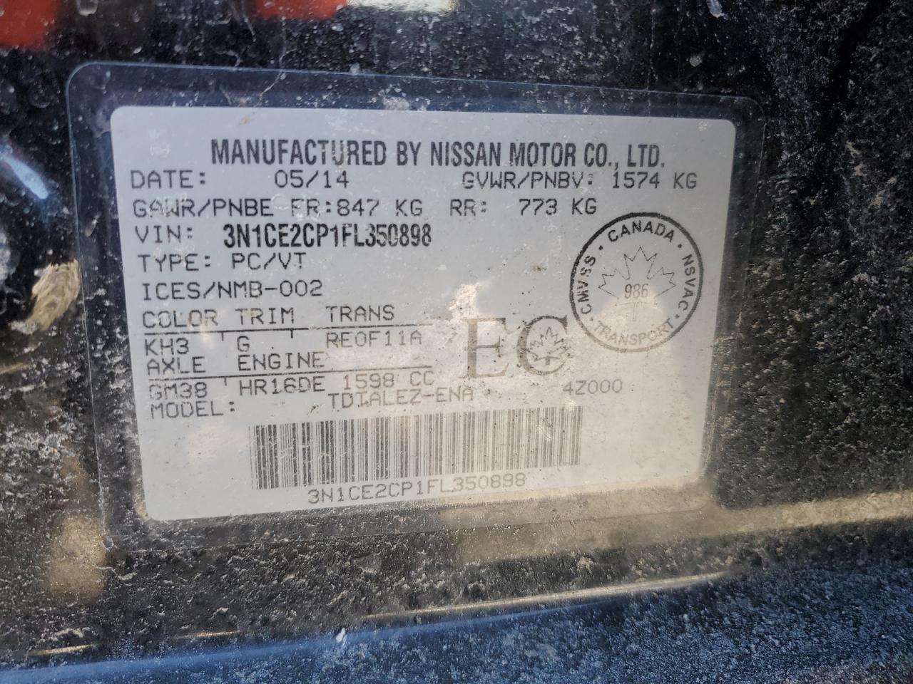 2015 NISSAN VERSA