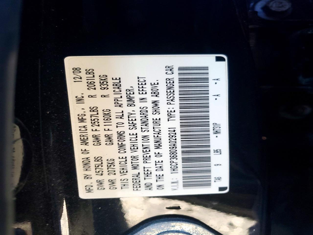 2009 HONDA ACCORD