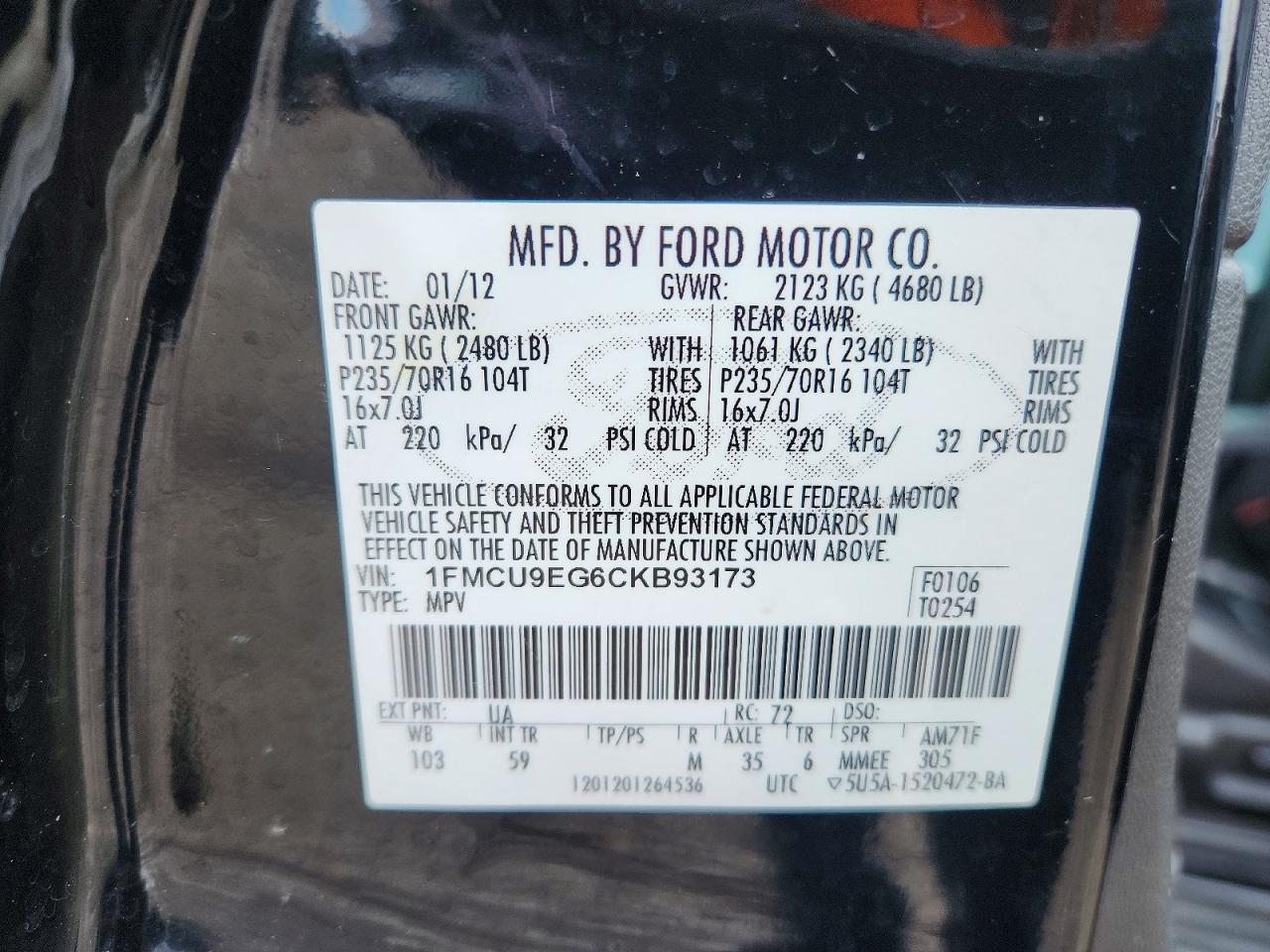 2012 FORD ESCAPE