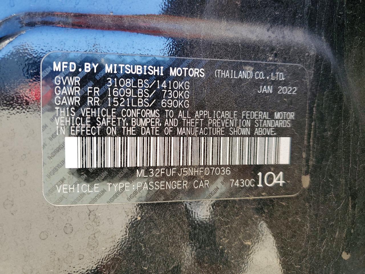2022 MITSUBISHI MIRAGE