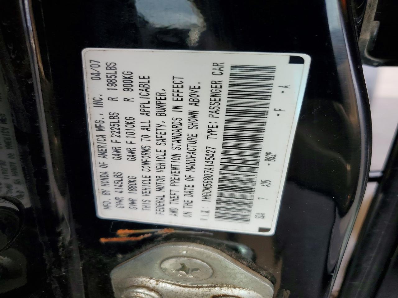 2007 HONDA ACCORD