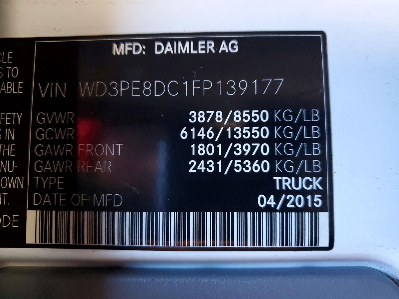 2015 MERCEDES-BENZ SPRINTER