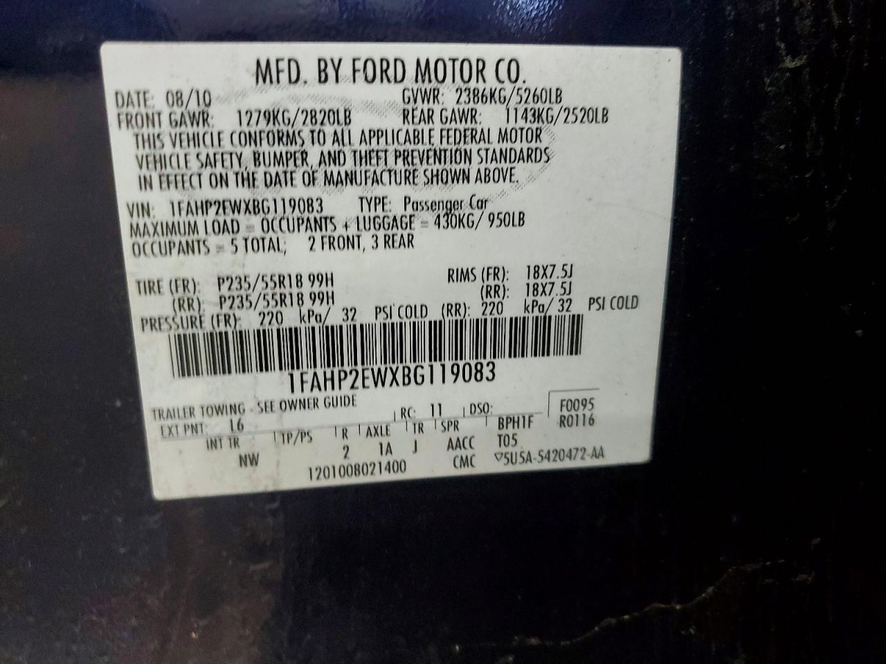 2011 FORD TAURUS