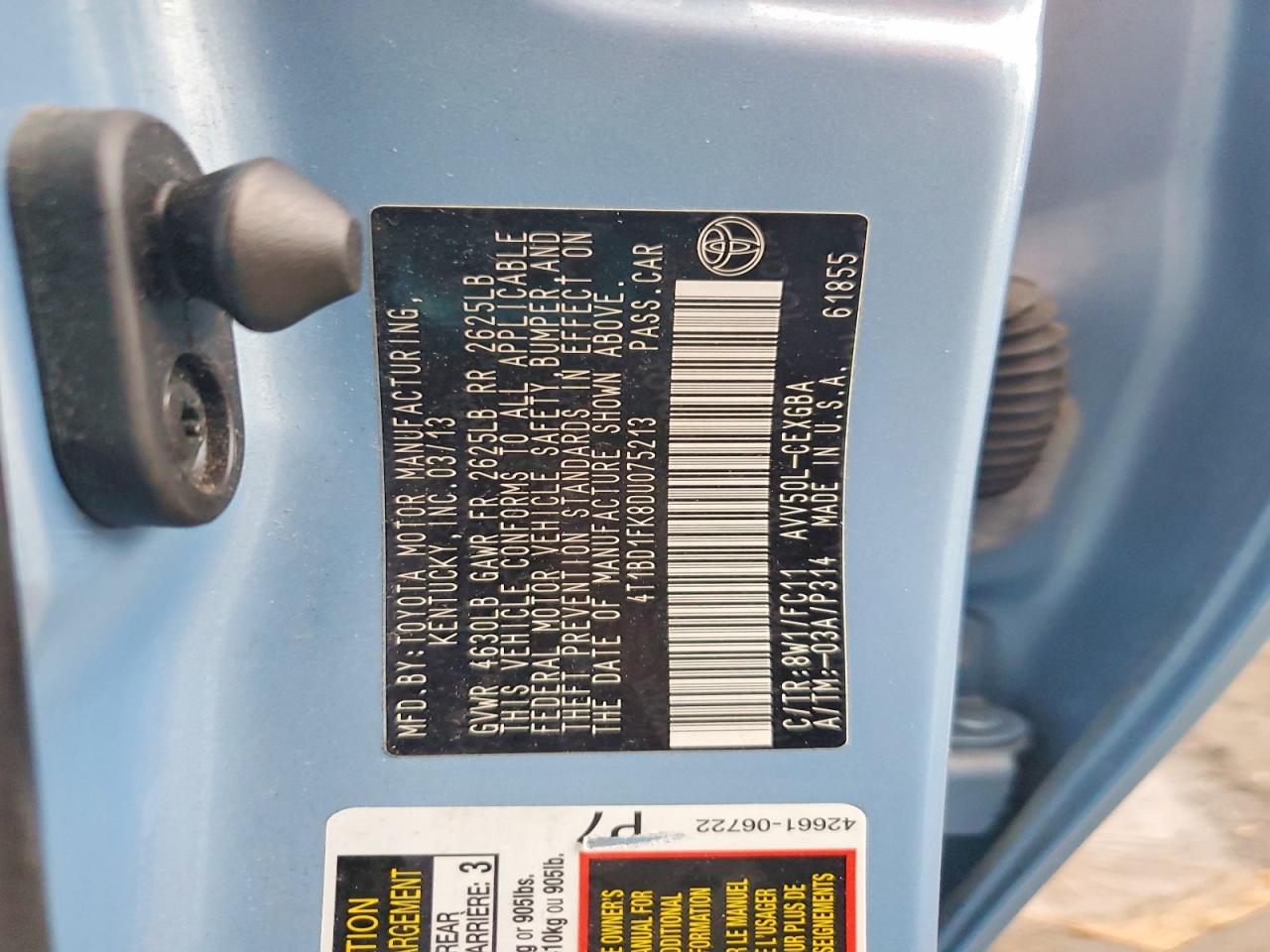 2013 TOYOTA CAMRY SOLA