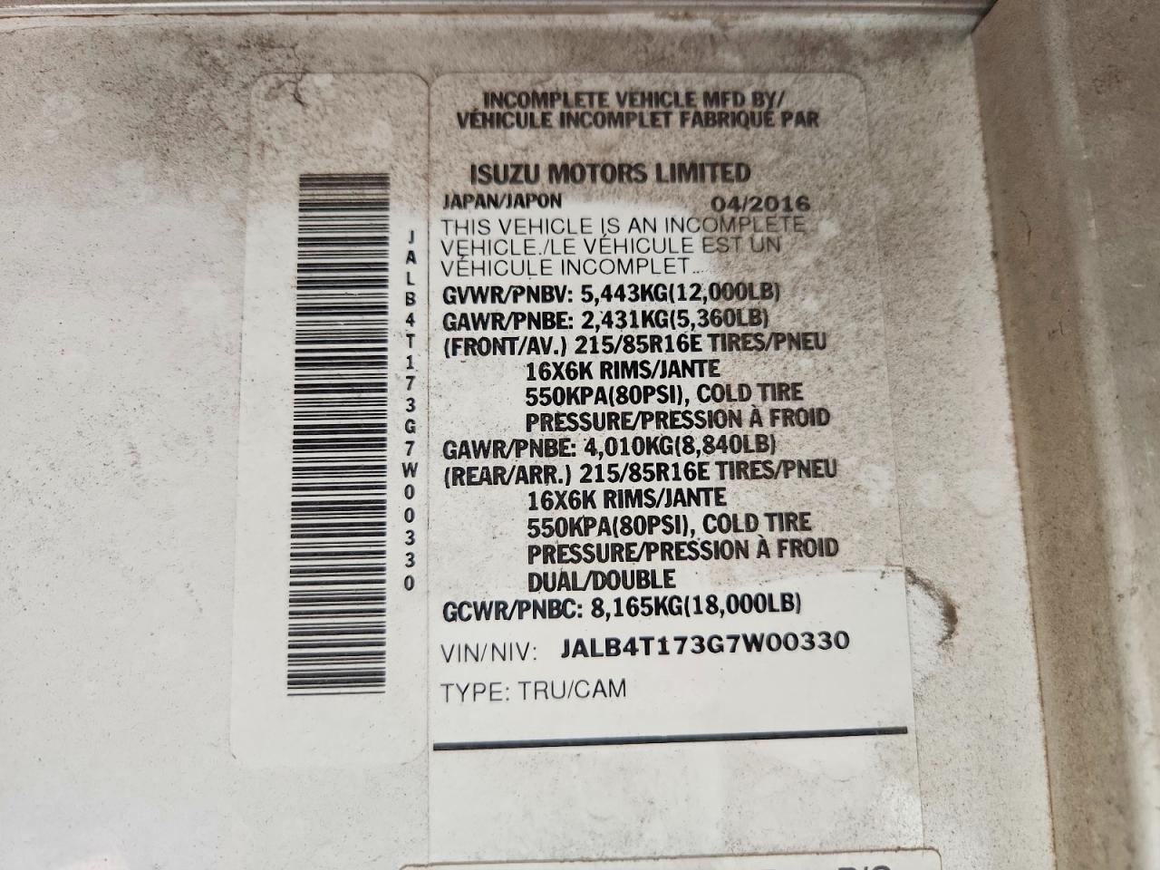 2016 ISUZU All Models