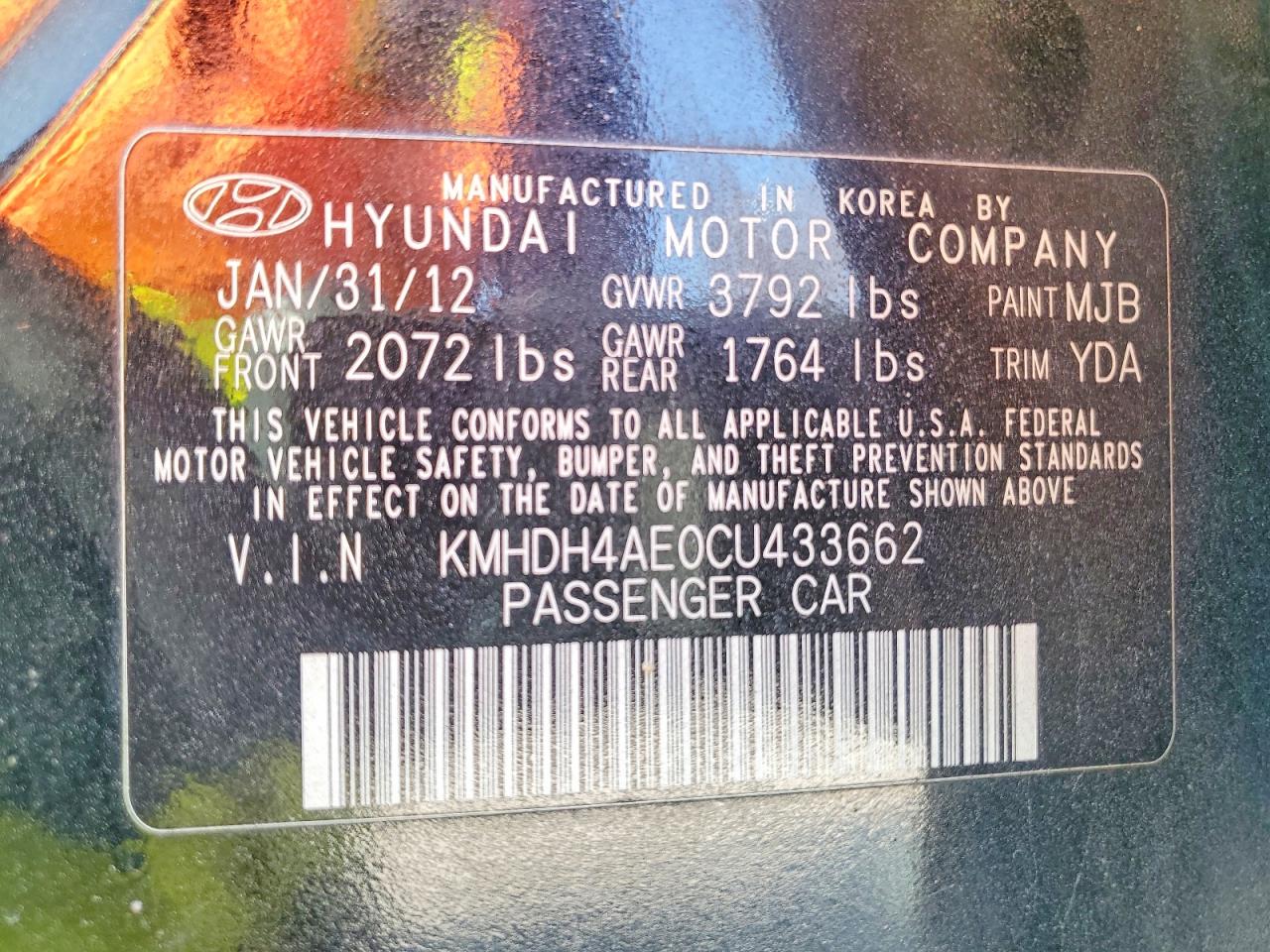 2012 HYUNDAI ELANTRA