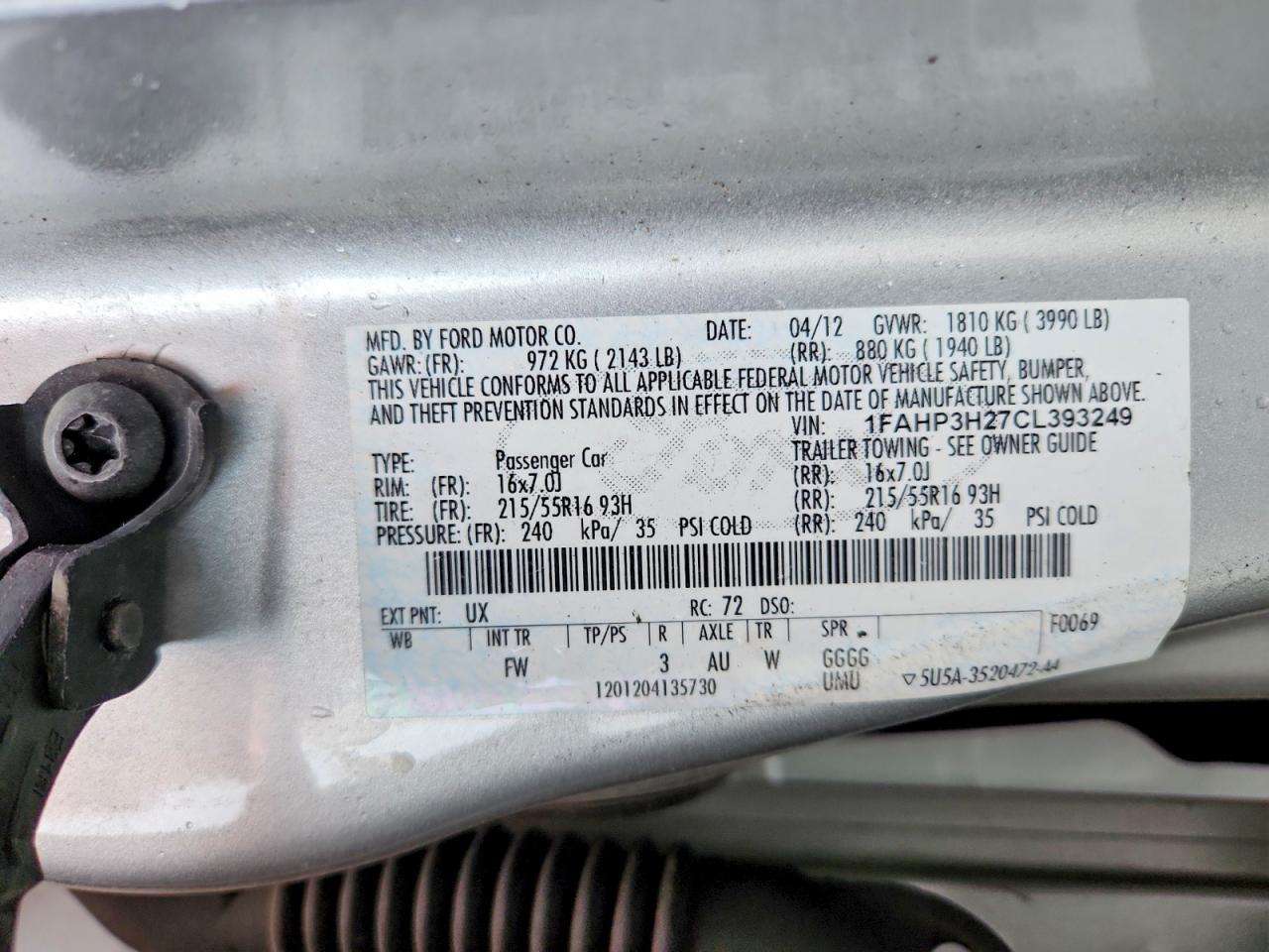 2012 FORD FOCUS