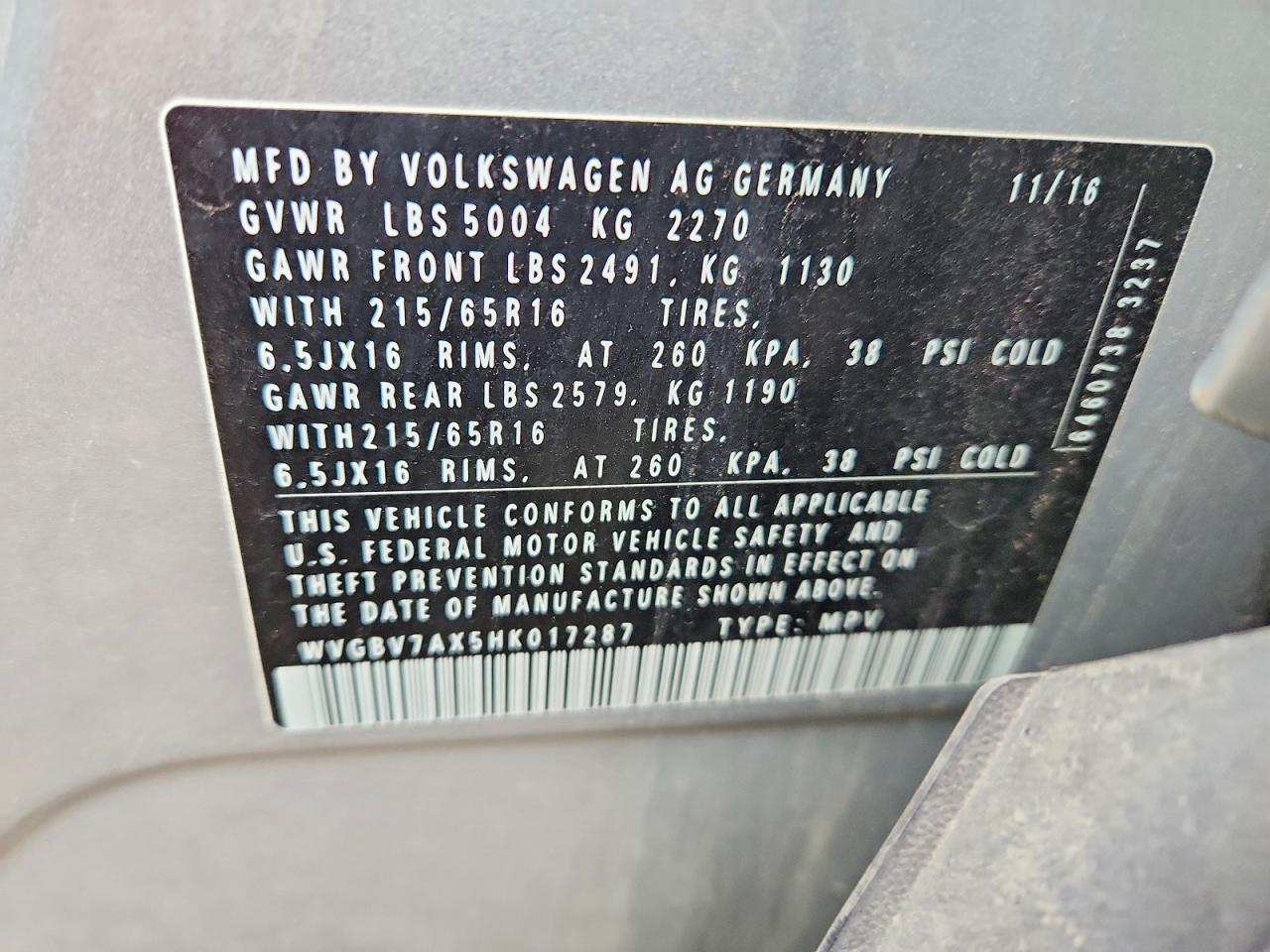 2017 VOLKSWAGEN TIGUAN