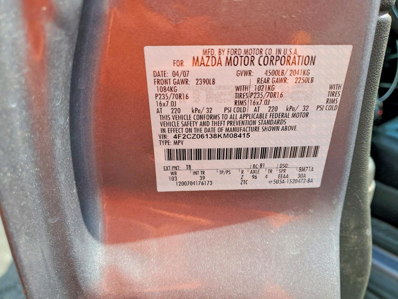 2008 MAZDA TRIBUTE