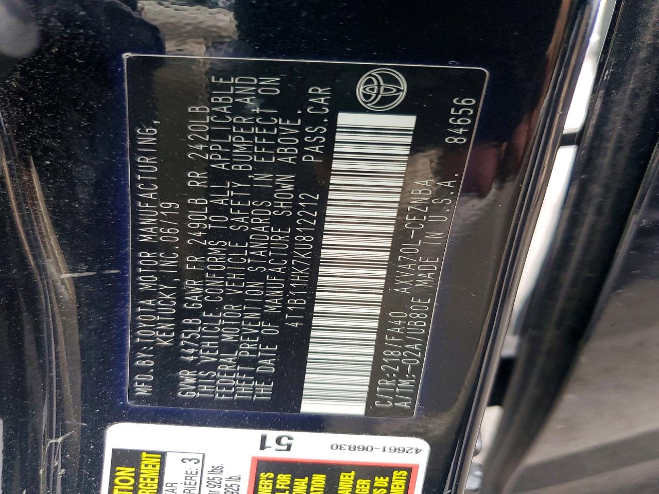 2019 TOYOTA CAMRY