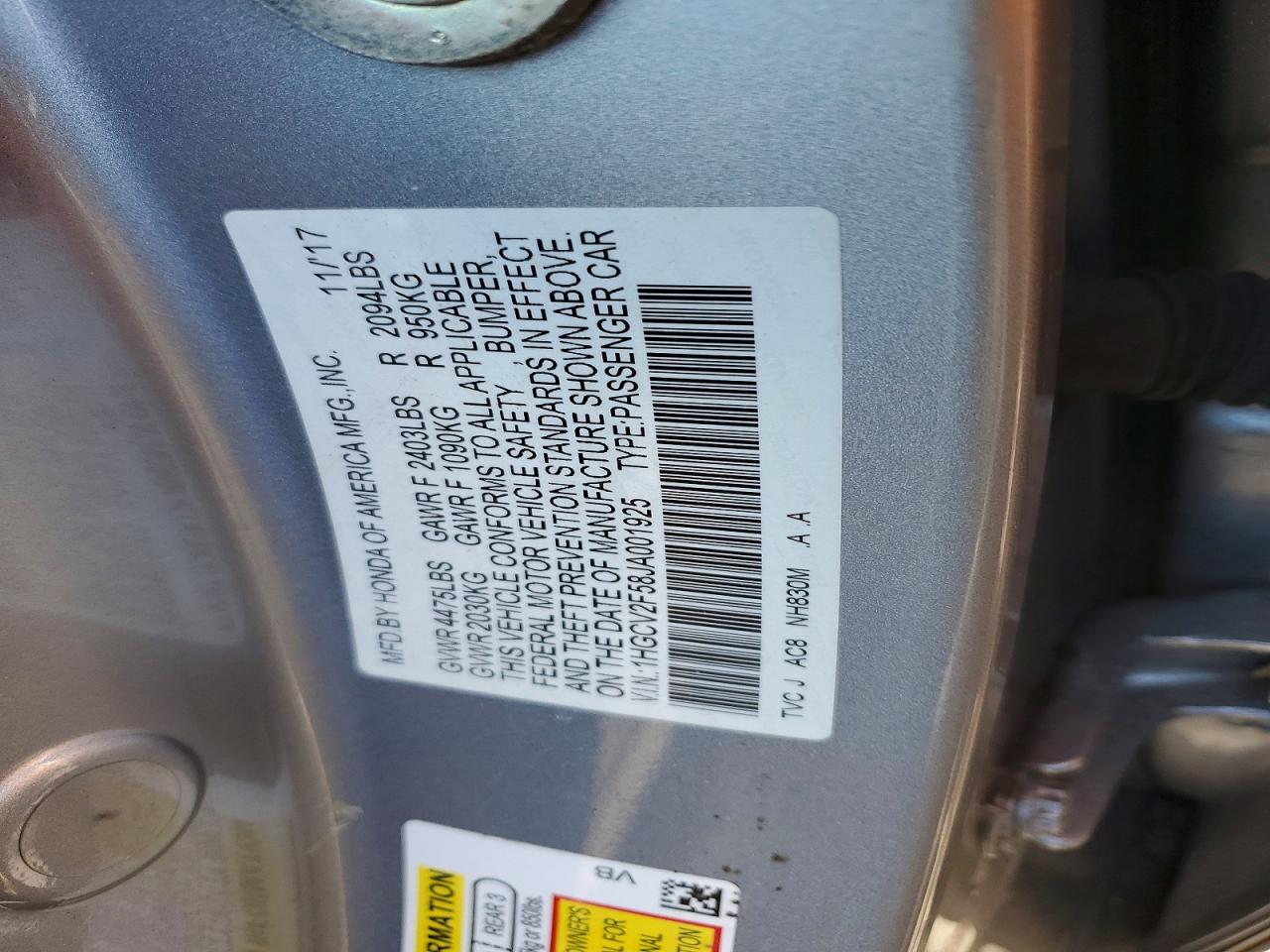 2018 HONDA ACCORD