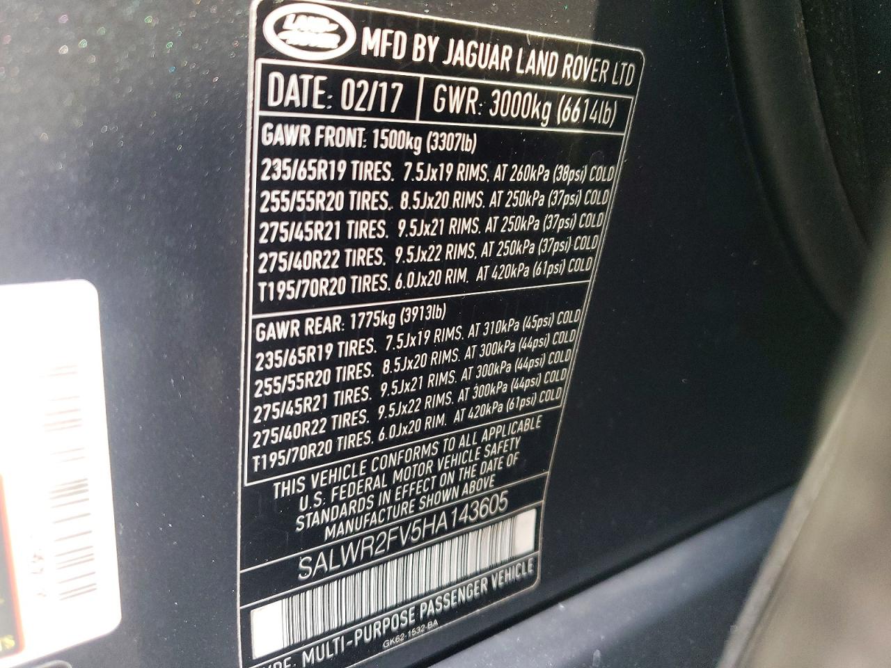 2017 LAND ROVER RANGEROVER