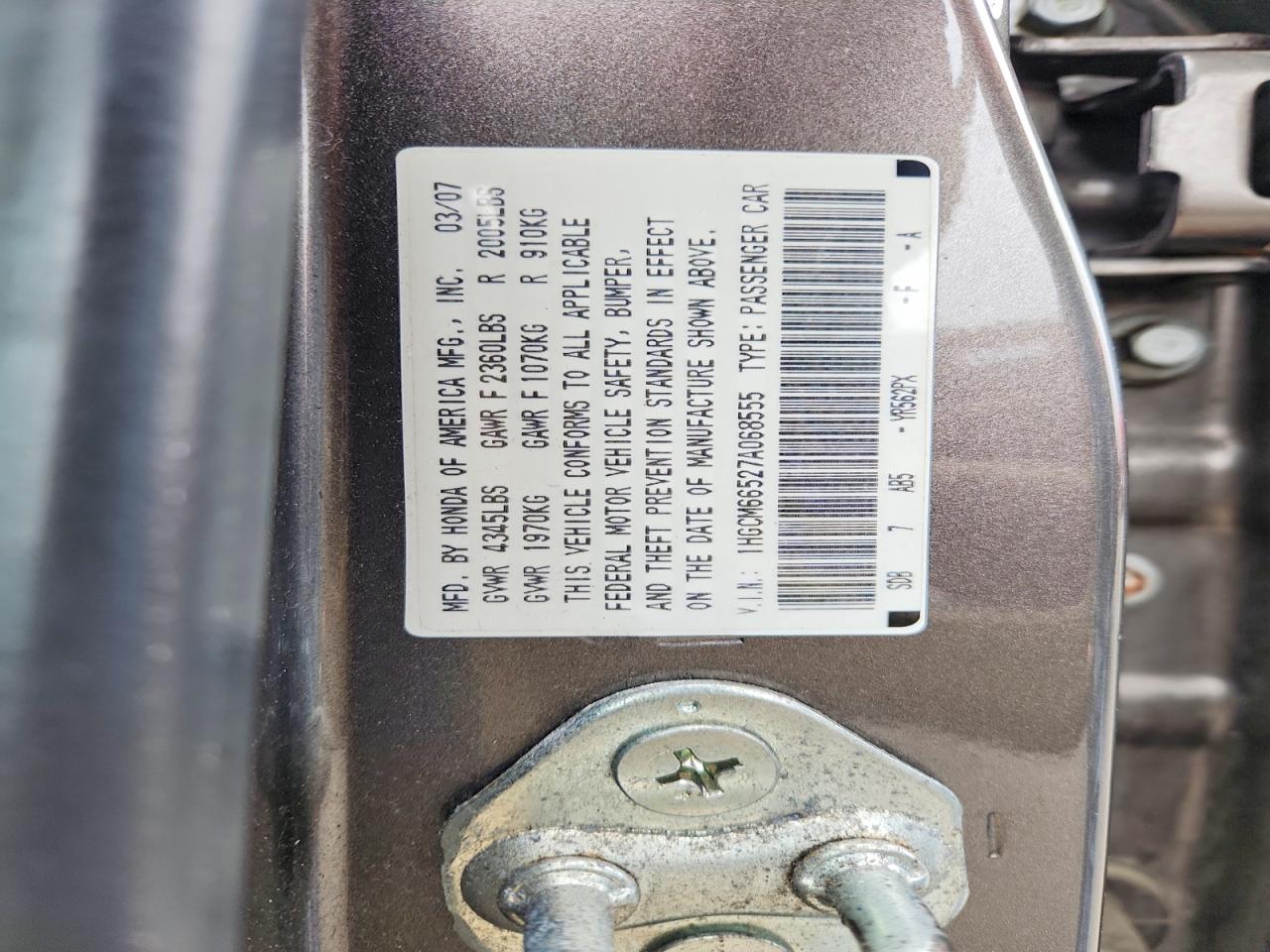 2007 HONDA ACCORD