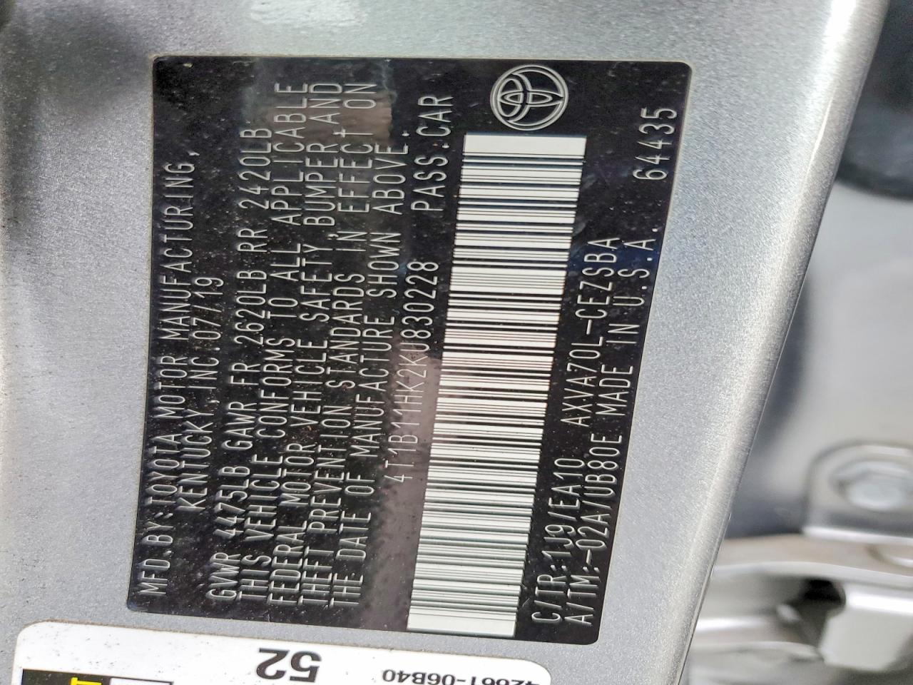 2019 TOYOTA CAMRY