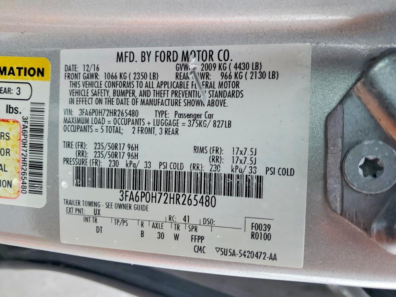 2017 FORD FUSION