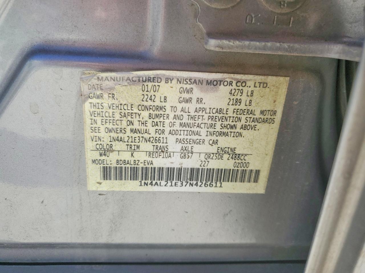 2007 NISSAN ALTIMA