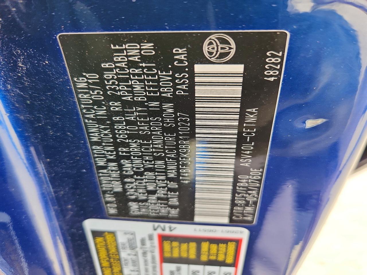 2011 TOYOTA CAMRY