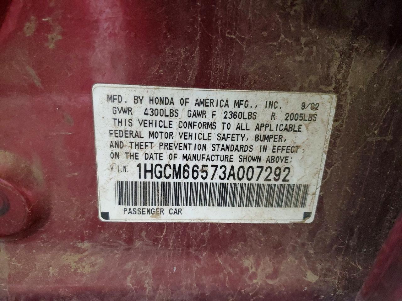 2003 HONDA ACCORD