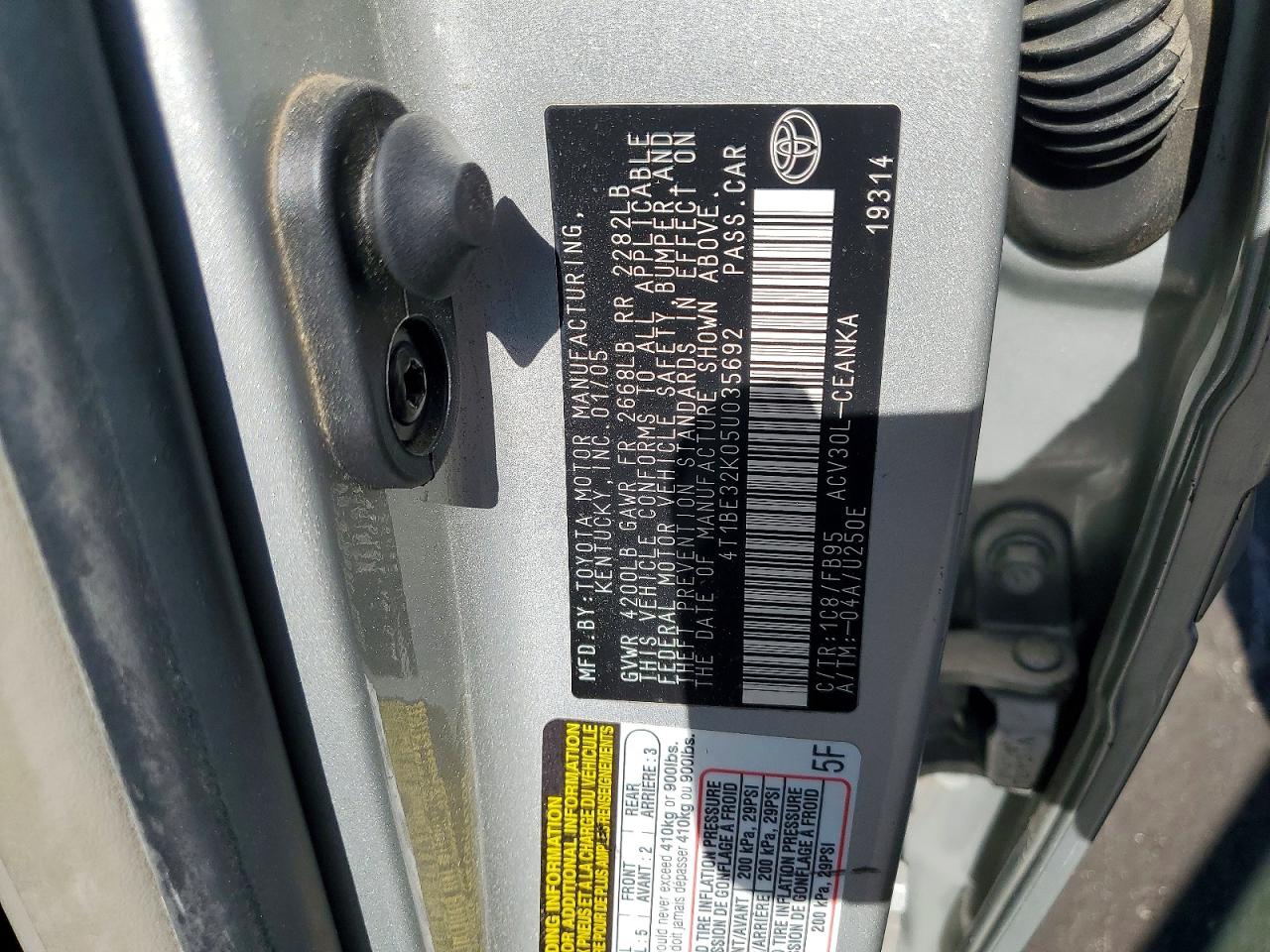 2005 TOYOTA CAMRY