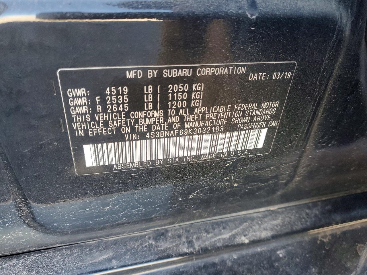2019 SUBARU LEGACY