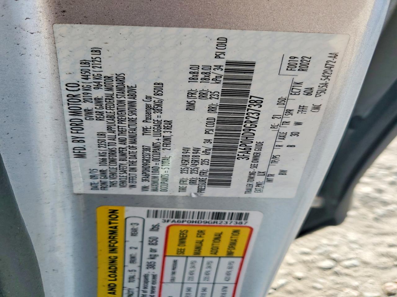 2016 FORD FUSION