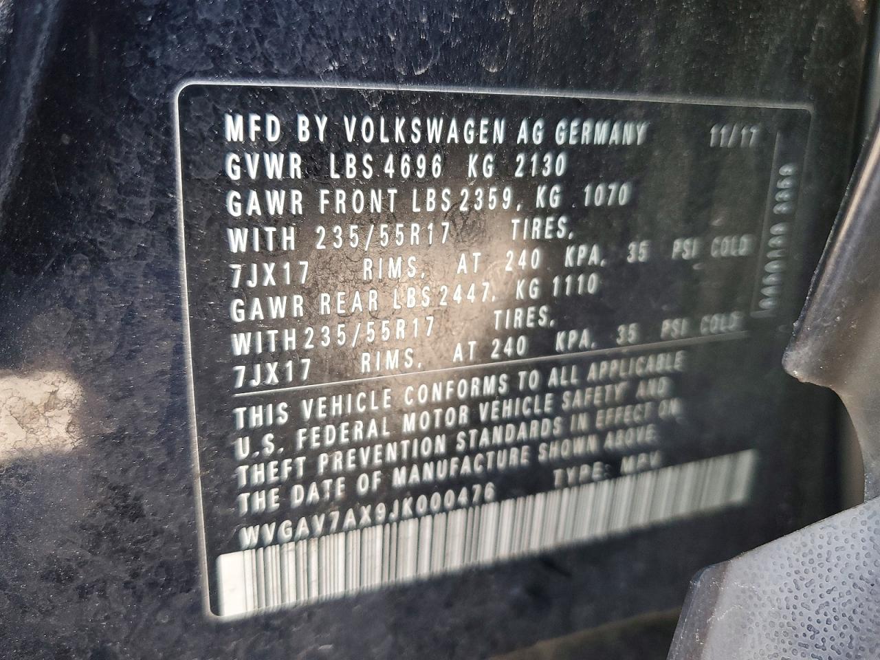 2018 VOLKSWAGEN ALL OTHER
